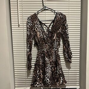 Leopard Print Long Sleeve Dress